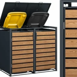 Modern 240L Dubbel Soptunnelskydd med Väderskyddad Design för Trädgårdsförvaring