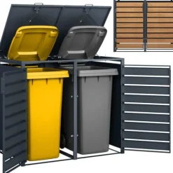 Modern 240L Dubbel Soptunnelskydd med Väderskyddad Design för Trädgårdsförvaring