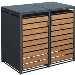 Modern 240L Dubbel Soptunnelskydd med Väderskyddad Design för Trädgårdsförvaring