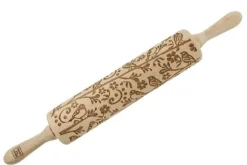 MoodForWood Träkavel, Graverad, 43 cm med Handtag, Perfekt för Bakning - Vårmönster