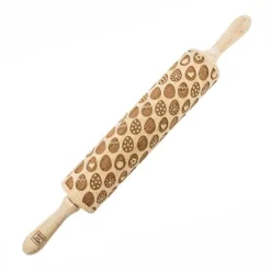MoodForWood Träkavel, Graverad, 43 cm med Handtag, Perfekt för Bakning - Påskäggsmönster