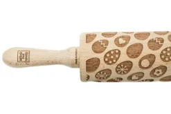 MoodForWood Träkavel, Graverad, 43 cm med Handtag, Perfekt för Bakning - Påskäggsmönster