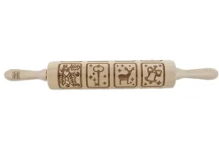 MoodForWood Träkavel, Graverad, 43 cm med Handtag, Perfekt för Bakning - Vintermönster