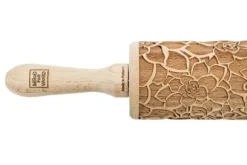 MoodForWood Träkavel, Graverad, 43 cm med Handtag, Perfekt för Bakning - Suckulenter Mönster