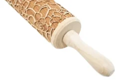 MoodForWood Träkavel, Graverad, 43 cm med Handtag, Perfekt för Bakning - Suckulenter Mönster