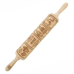 MoodForWood Träkavel, Graverad, 43 cm med Handtag, Perfekt för Bakning - Lovers Pattern