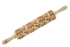 MoodForWood Träkavel, Graverad, 43 cm med Handtag, Perfekt för Bakning - Drakmönster