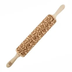 MoodForWood Träkavel, Graverad, 43 cm med Handtag, Perfekt för Bakning - Ekorrmönster