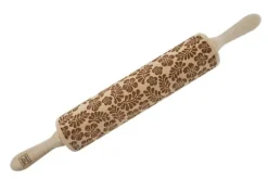 MoodForWood Träkavel, Graverad, 43 cm med Handtag, Perfekt för Bakning - Paradise Pattern