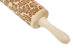 MoodForWood Träkavel, Graverad, 43 cm med Handtag, Perfekt för Bakning - Paradise Pattern