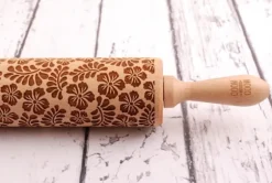 MoodForWood Träkavel, Graverad, 43 cm med Handtag, Perfekt för Bakning - Paradise Pattern