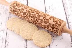 MoodForWood Träkavel, Graverad, 43 cm med Handtag, Perfekt för Bakning - Paradise Pattern