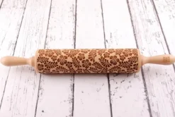 MoodForWood Träkavel, Graverad, 43 cm med Handtag, Perfekt för Bakning - Paradise Pattern