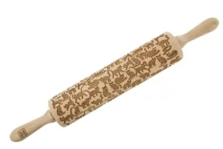 MoodForWood Träkavel, Graverad, 43 cm med Handtag, Perfekt för Bakning - Roliga Katter Mönster