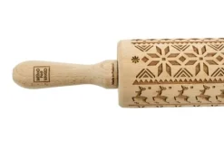 MoodForWood Träkavel, Graverad, 43 cm med Handtag, Perfekt för Bakning - Norskt Mönster