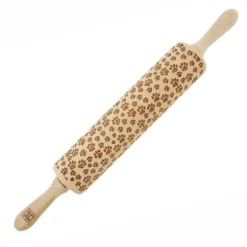 MoodForWood Träkavel, Graverad, 43 cm med Handtag, Perfekt för Bakning - Tassmönster