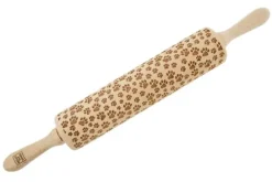 MoodForWood Träkavel, Graverad, 43 cm med Handtag, Perfekt för Bakning - Tassmönster