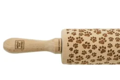 MoodForWood Träkavel, Graverad, 43 cm med Handtag, Perfekt för Bakning - Tassmönster