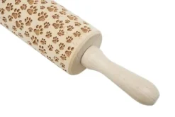 MoodForWood Träkavel, Graverad, 43 cm med Handtag, Perfekt för Bakning - Tassmönster