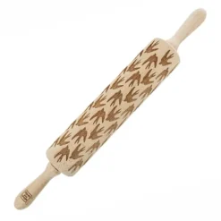 MoodForWood Träkavel, Graverad, 43 cm med Handtag, Perfekt för Bakning - Svalmönster