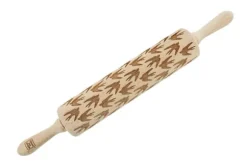 MoodForWood Träkavel, Graverad, 43 cm med Handtag, Perfekt för Bakning - Svalmönster