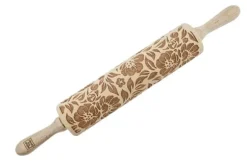 MoodForWood Träkavel, Graverad, 43 cm med Handtag, Perfekt för Bakning - Mönster med Vildrosor