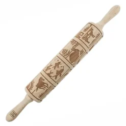 MoodForWood Träkavel, Graverad, 43 cm med Handtag, Perfekt för Bakning - Djurmönster