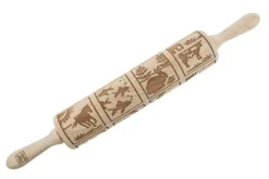 MoodForWood Träkavel, Graverad, 43 cm med Handtag, Perfekt för Bakning - Djurmönster