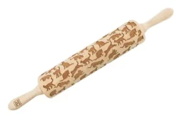 MoodForWood Träkavel, Graverad, 43 cm med Handtag, Perfekt för Bakning - Kattmönster