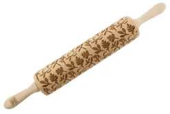 MoodForWood Träkavel, Graverad, 43 cm med Handtag, Perfekt för Bakning - Örtmönster