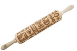 MoodForWood Träkavel, Graverad, 43 cm med Handtag, Perfekt för Bakning - Skandinaviskt Mönster