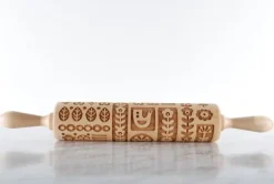 MoodForWood Träkavel, Graverad, 43 cm med Handtag, Perfekt för Bakning - Skandinaviskt Mönster