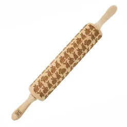 MoodForWood Träkavel, Graverad, 43 cm med Handtag, Perfekt för Bakning - Kaninmönster