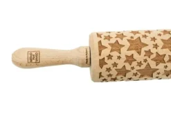 MoodForWood Träkavel, Präglad, 43 cm med Handtag, Perfekt för Bakning - Stjärnmönster