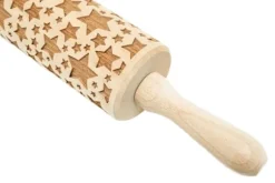 MoodForWood Träkavel, Präglad, 43 cm med Handtag, Perfekt för Bakning - Stjärnmönster