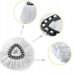 Moppdyna roterande 38 cm – Mikrofiber | Tvättbar | Ersättningsdel för Vileda Easy Wring, Turbo