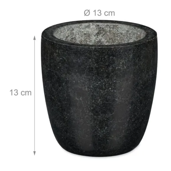 Mortel med stöt, 13x13 cm, Svart