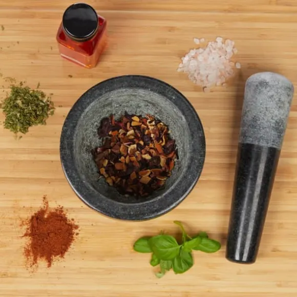 Mortel med stöt, 13x13 cm, Svart