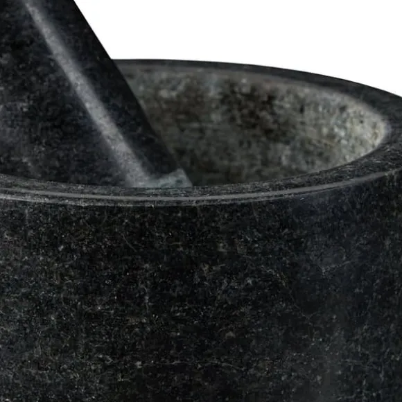 Mortel med stöt, 13x13 cm, Svart