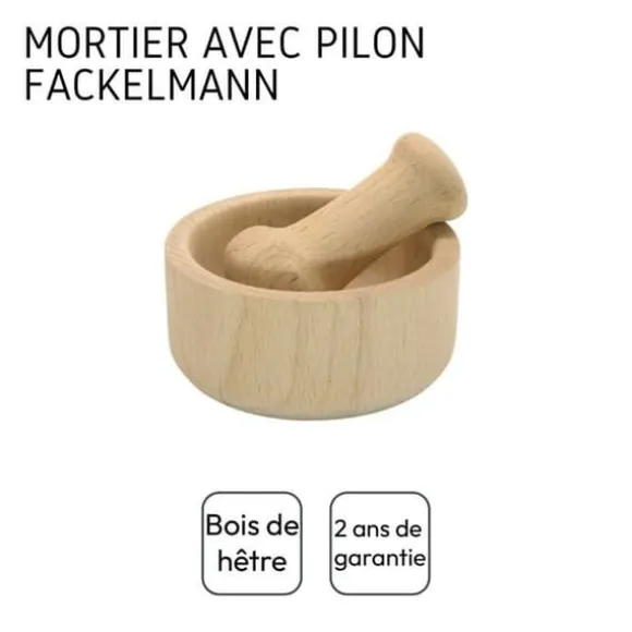 Mortel och stampar av trä Fackelmann Wood Edition