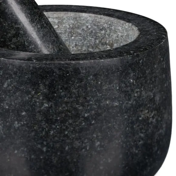 Mortel och stöt, Granit, 12x8.5 cm, Svart