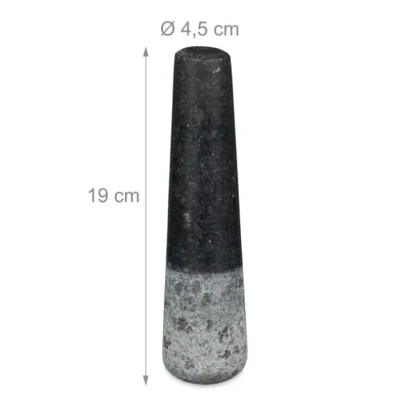 Mortel och stöt, Granit, 12x20 cm, Svart