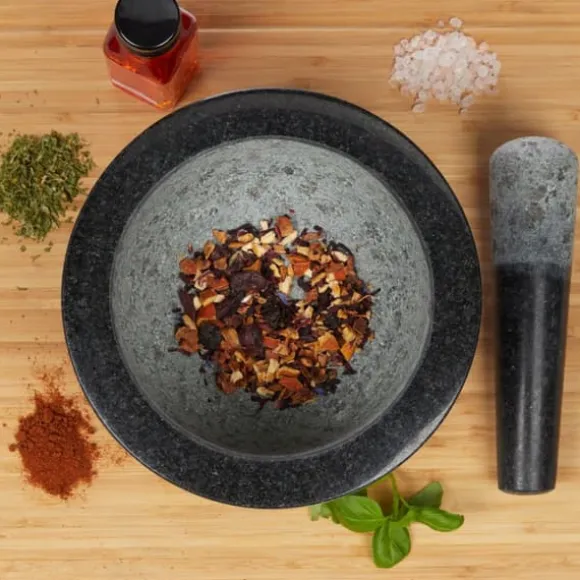 Mortel och stöt, Granit, 12x20 cm, Svart