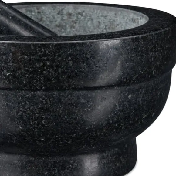 Mortel och stöt, Granit, 12x20 cm, Svart