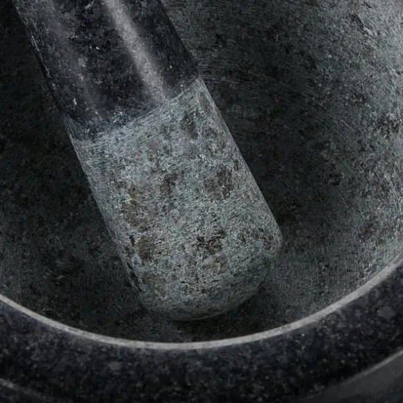 Mortel och stöt, Granit, 12x20 cm, Svart
