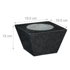 Mortel och stöt, Granit, 12x19,5x19,5 cm, Svart