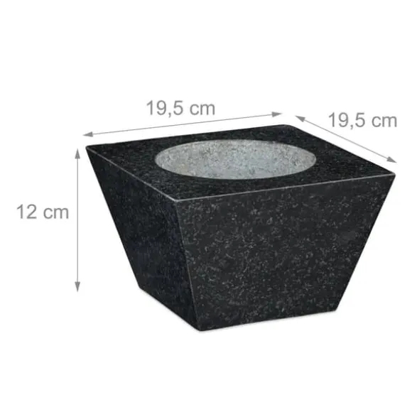 Mortel och stöt, Granit, 12x19,5x19,5 cm, Svart
