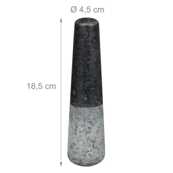 Mortel och stöt, Granit, 12x19,5x19,5 cm, Svart