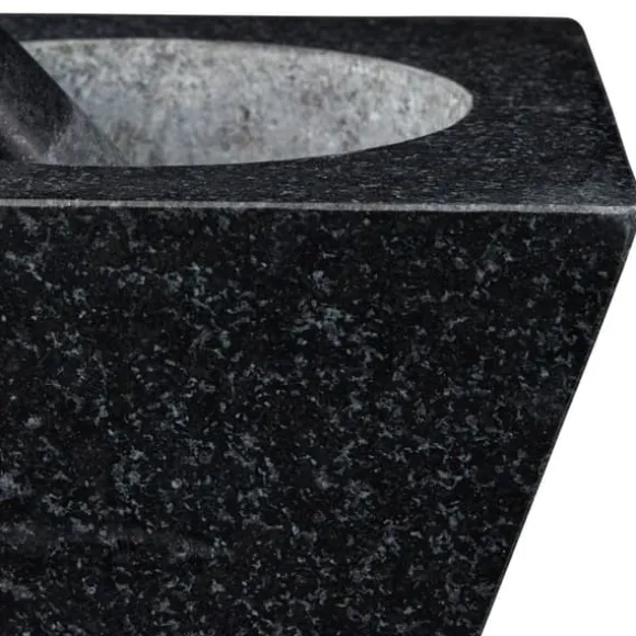 Mortel och stöt, Granit, 12x19,5x19,5 cm, Svart