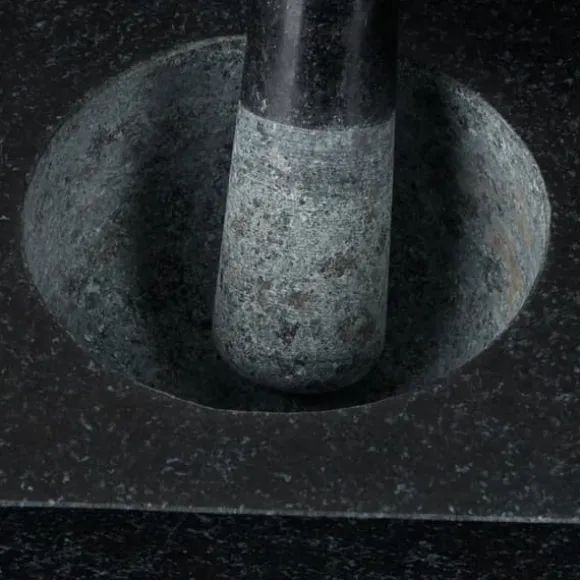 Mortel och stöt, Granit, 12x19,5x19,5 cm, Svart